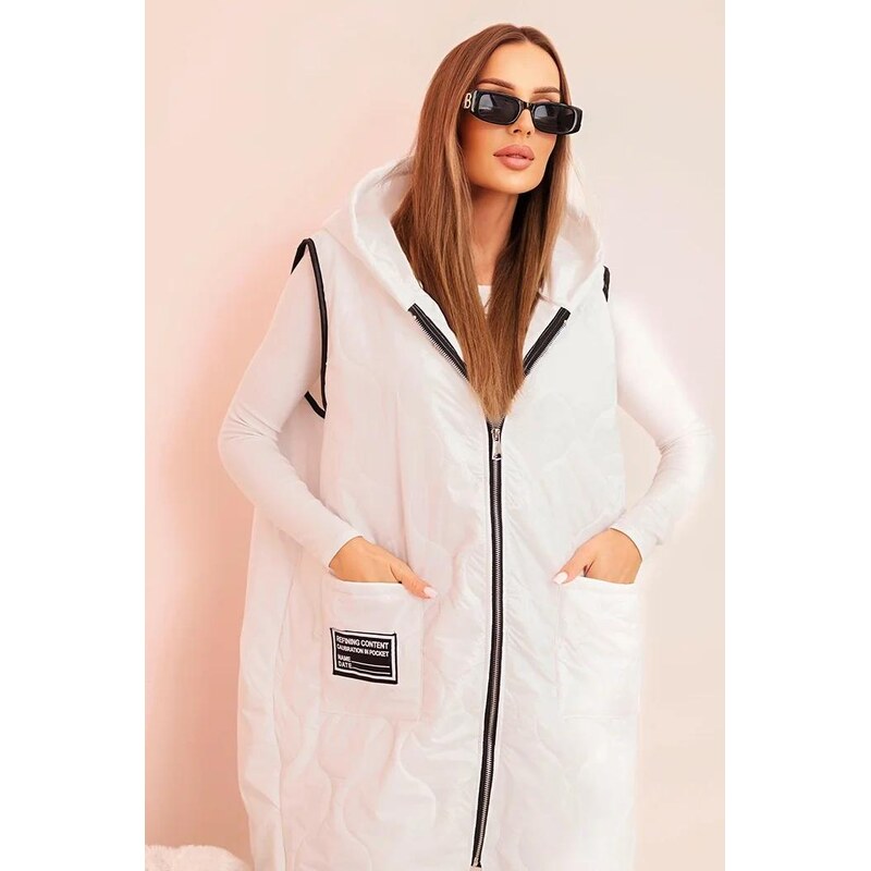 MladaModa Prešívaná oversize vesta s kapucňou a zipsom model 5393 65451228