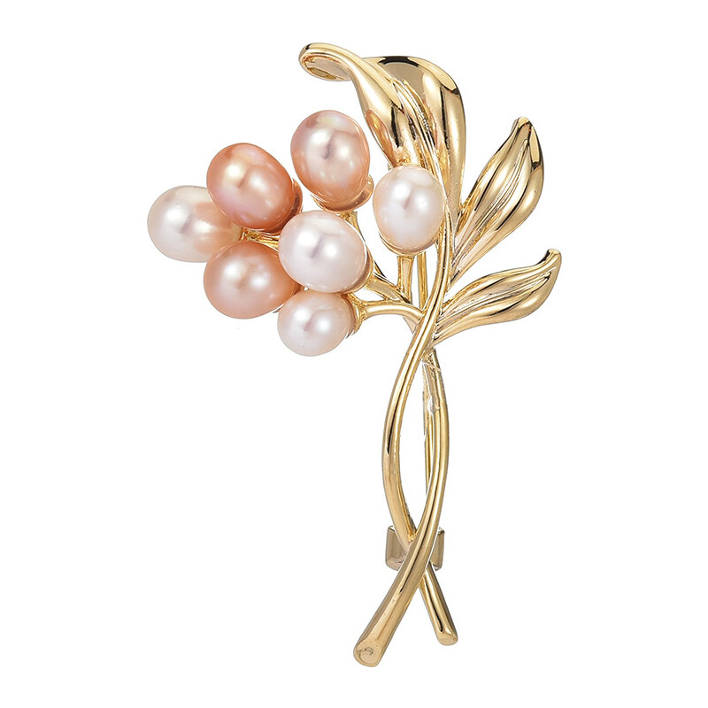 Troli Elegantná pozlátená brošňa s pravými perlami 66592376