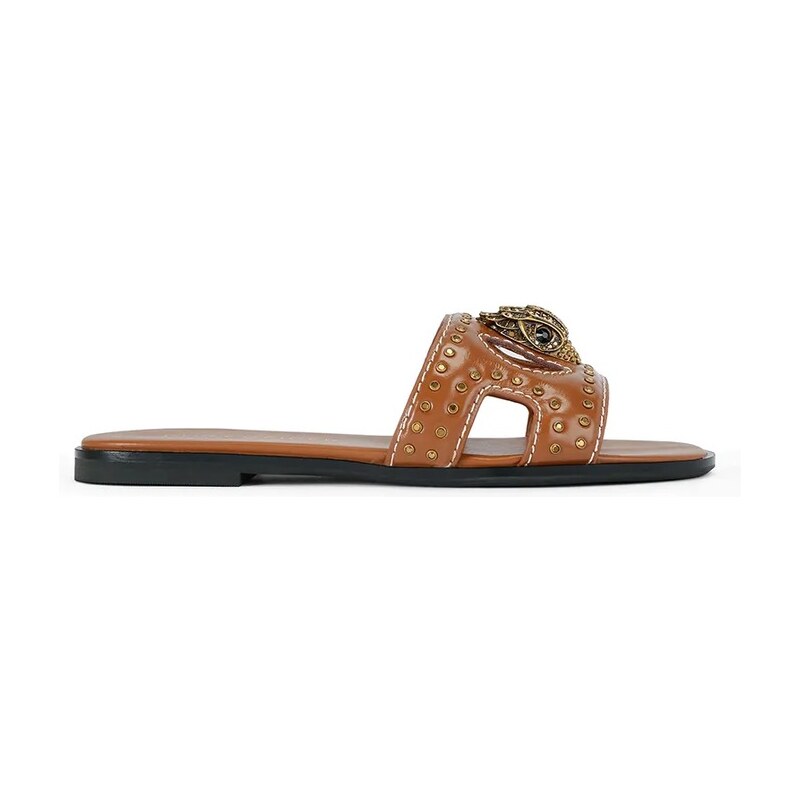 Kožené šľapky Kurt Geiger London Eagle Stud Cut Out Flat 64972284