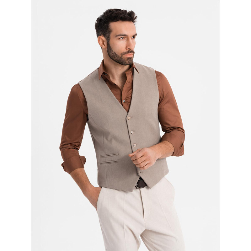 Ombre Mens suit vest with classic detailing and lining - beige 64979391