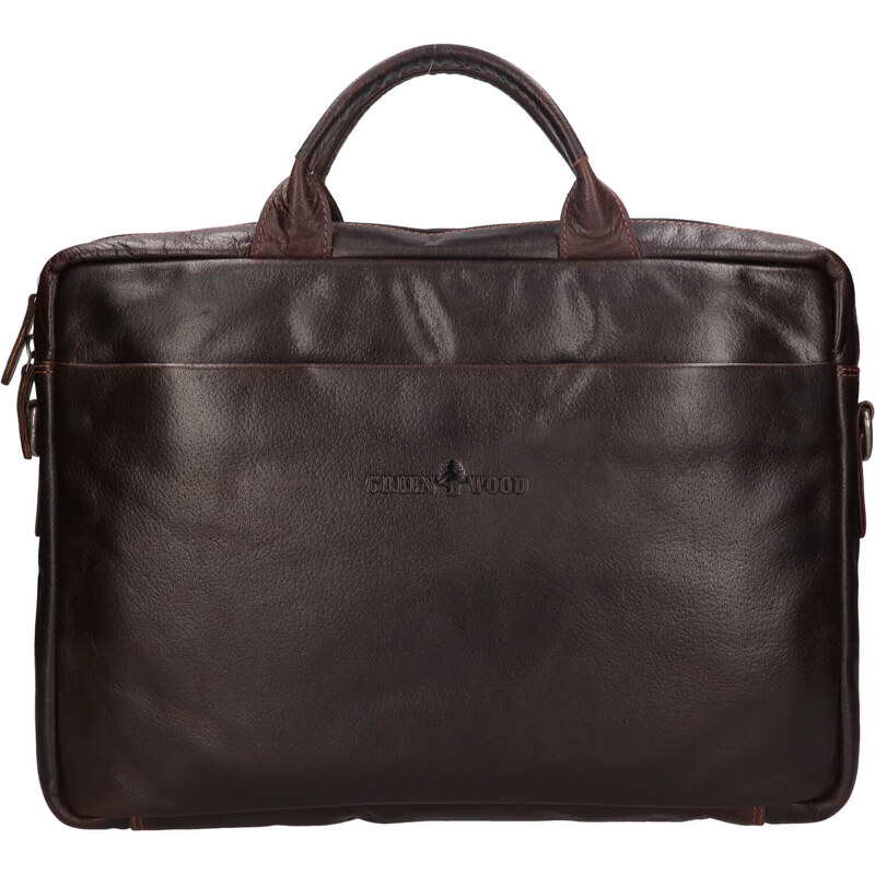 Kožená taška na notebook Greenwood Amos - tmavo hnedá 64964813