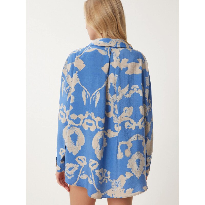 Happiness İstanbul Blúzka krémová / kráľovská modrá