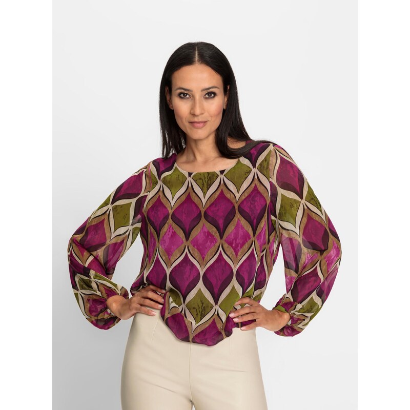 heine Blúzka kaki / olivová / tmavoružová 65582190