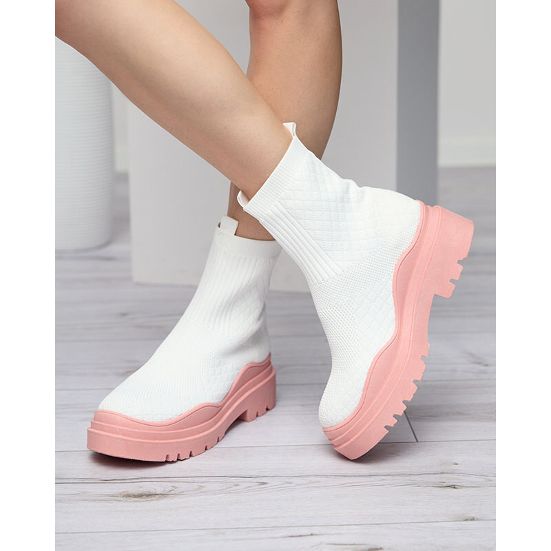 Resti White and pink womens flat-heeled boots Seritis - Footwear 64974318
