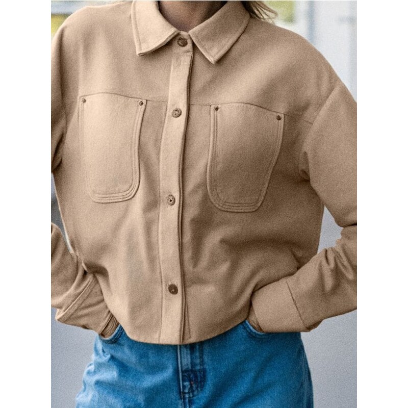 Sinsay - Bunda z ekologického semišu - telová 65739733