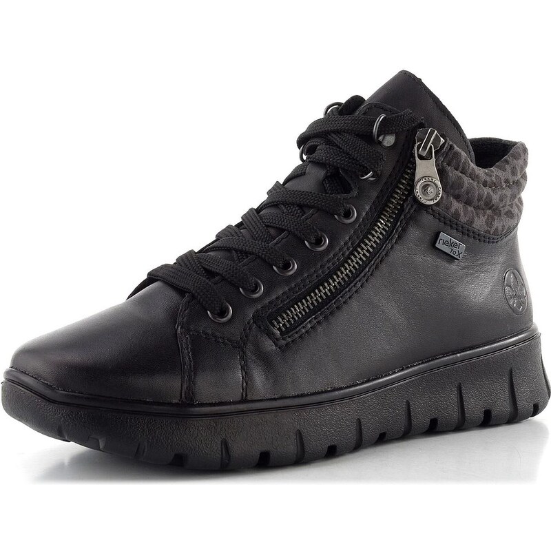 Rieker šněrovací kotník s membránou schwarz/leo-grey N1305-00 65612008