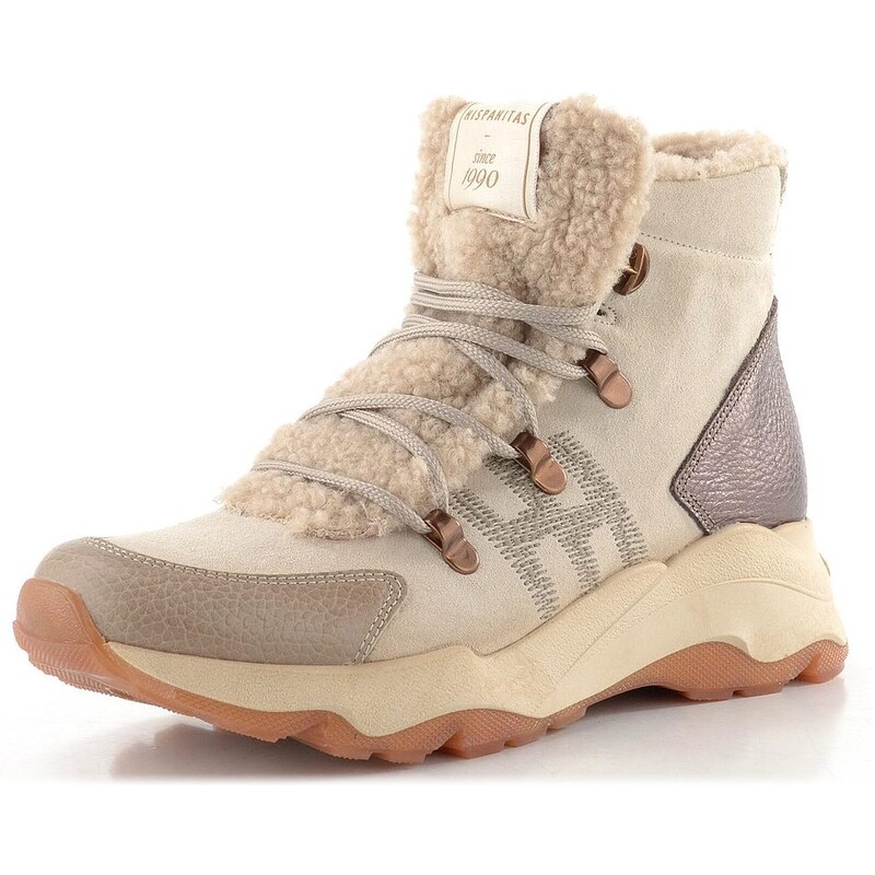 Hispanitas kožený šněrovací kotník nezateplený Nepal topo/cream 65612107