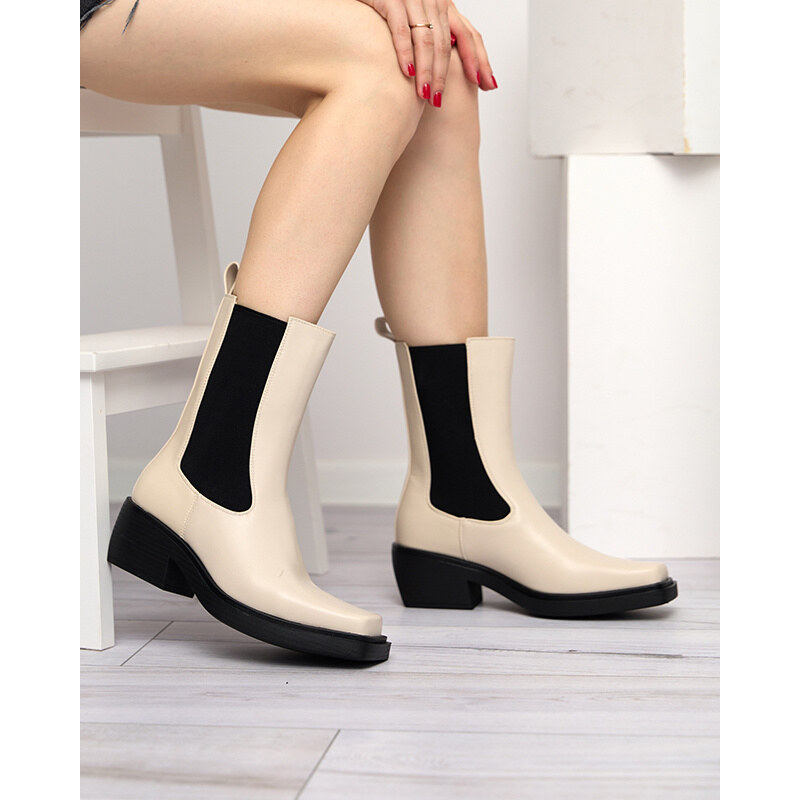 Resti Beige womens high slip boots Darran - Footwear 64979026