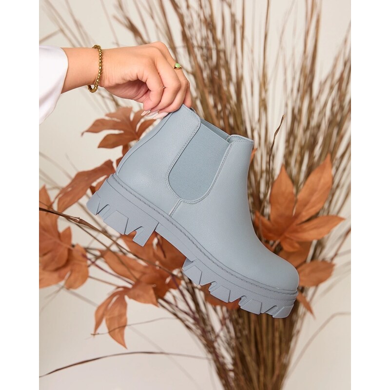 Resti Womens flat heeled boots in blue Alussady 64979078