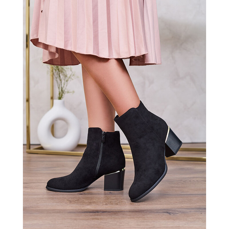 Resti Black womens low stiletto boots Traestra 64979193