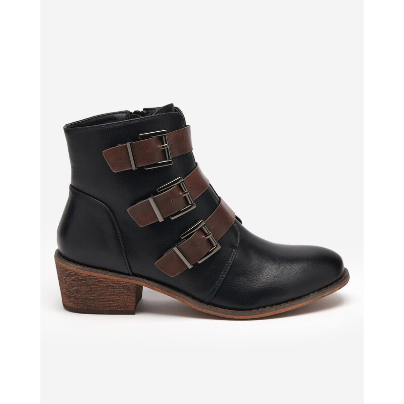 Resti Black ankle boots on a low post Asteria - Footwear 64978996