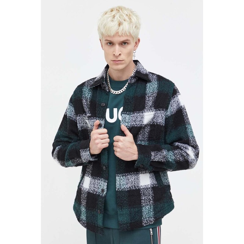 Košeľová bunda HUGO s vlnenou zmesou 64915030