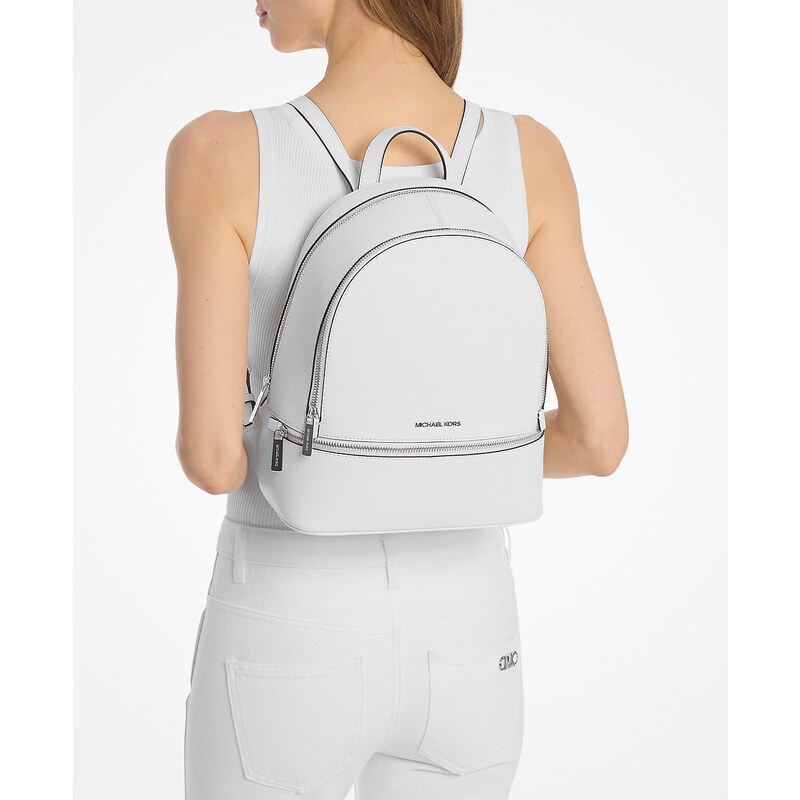 Michael Kors Batoh Rhea Medium Pebbled Leather Backpack Optic White 64983363