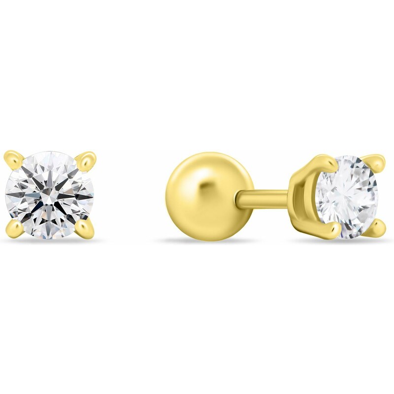 Brilio Silver Pozlátené kôstkové náušnice s čírymi zirkónmi EA923Y 0,4 66582002