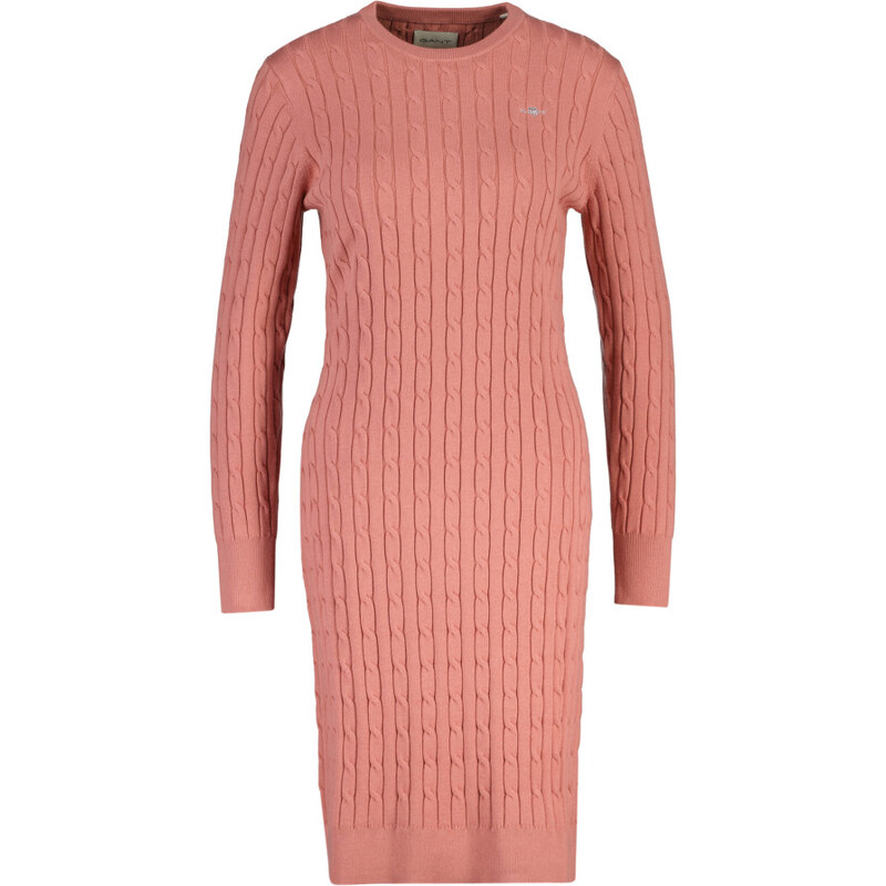 ŠATY GANT STRETCH COTTON CABLE C-NECK DRESS FADED BRICK 64980734