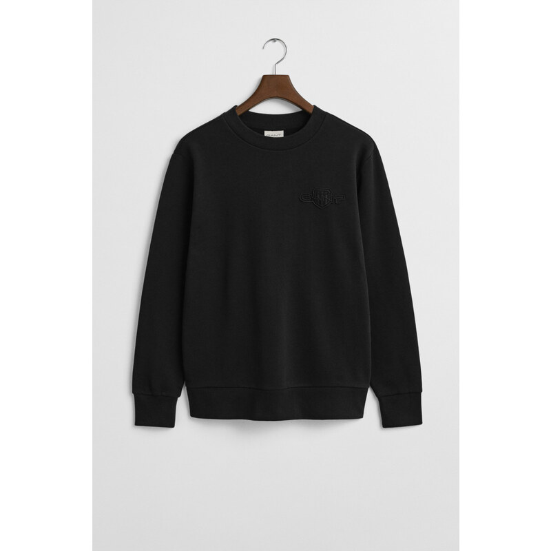 MIKINA GANT REG TONAL SHIELD C-NECK SWEAT BLACK 64980705