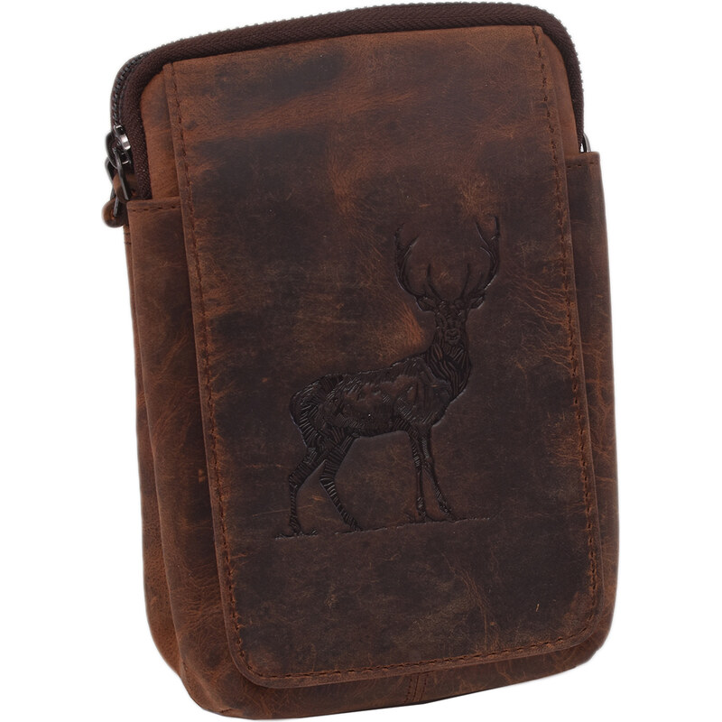 Mercucio Kožené puzdro na opasok tmavohnedé embos jeleň celý 250887 64983355