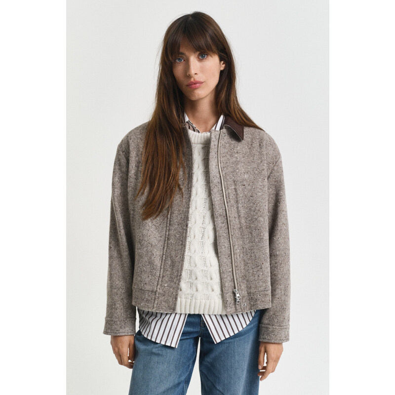 BUNDA GANT CONTRAST COLLAR WOOL JACKET DEEP BROWN 65451040