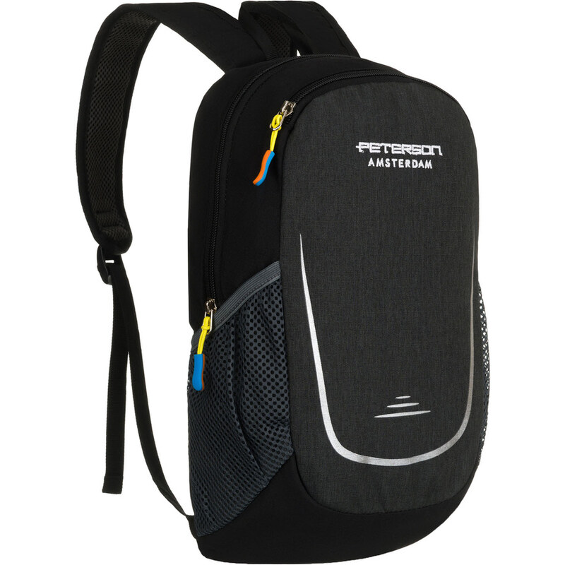 Praktický čierny turistický batoh Peterson s reflexnými prvkami - 64983340