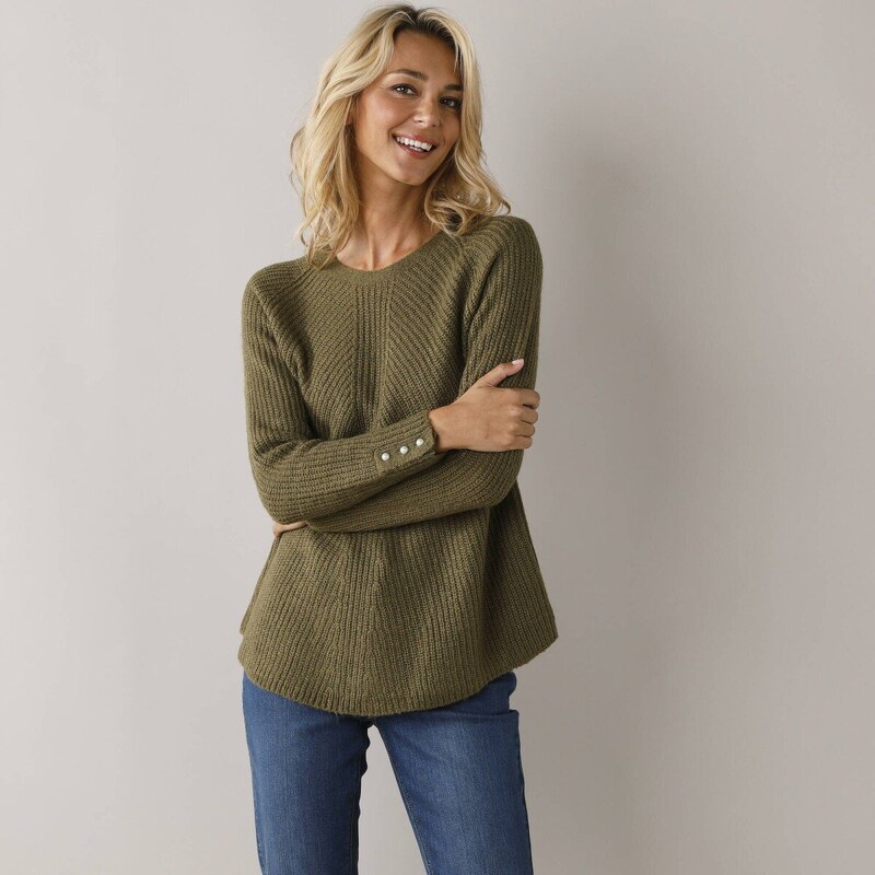 Voľný pulóver s okrúhlym výstrihom bronzová 044 Blancheporte 57360267