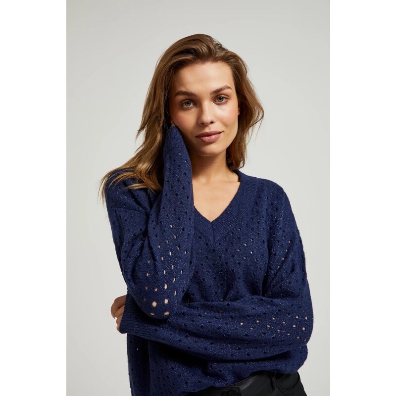 Marisse Womens Sweater Z-Sw-4520 Navy 65362735