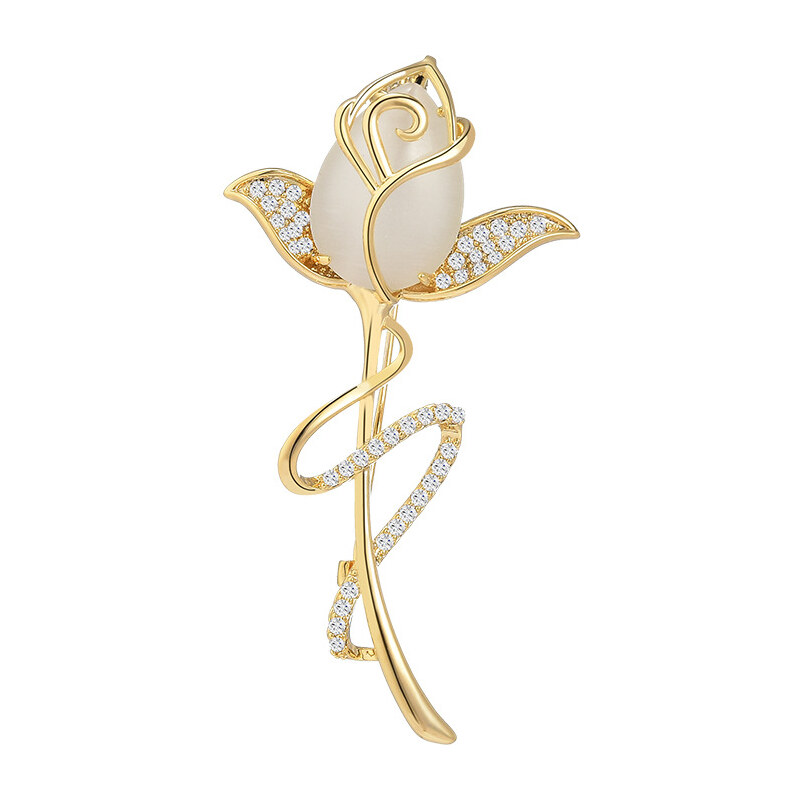 Troli Pozlátená brošňa Rozkvitajúca ruža Gold 66941104