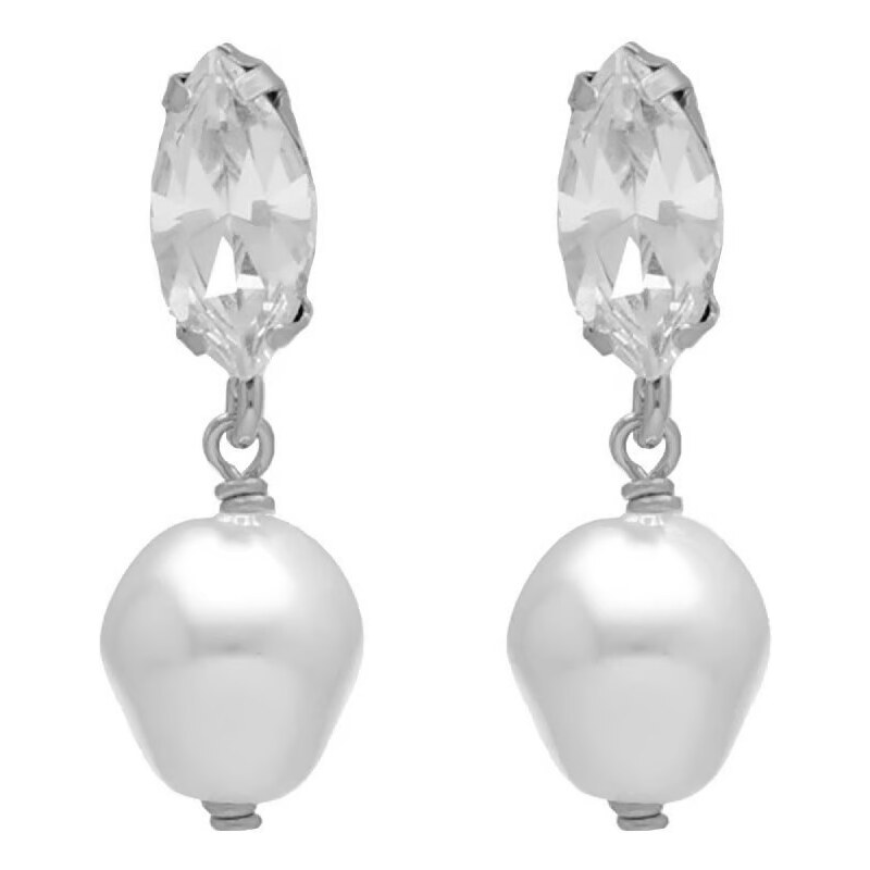Victoria Cruz Trblietavé strieborné náušnice s barokovou perlou 66587138