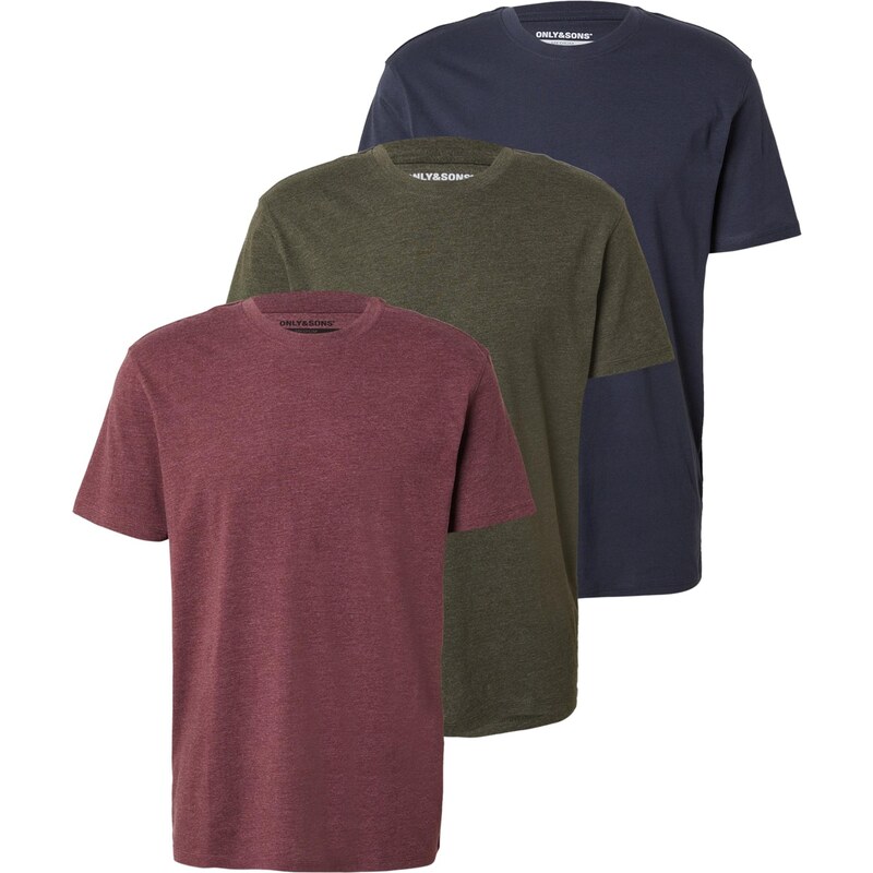 Only & Sons Tričko ONSMAX tmavomodrá / kaki / farba lesného ovocia 64991542