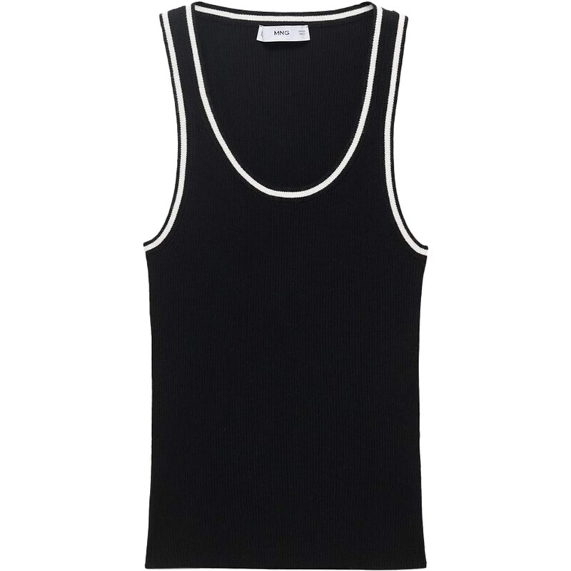 MANGO Vyšívaný top SHADOWIN čierna / biela 65659226