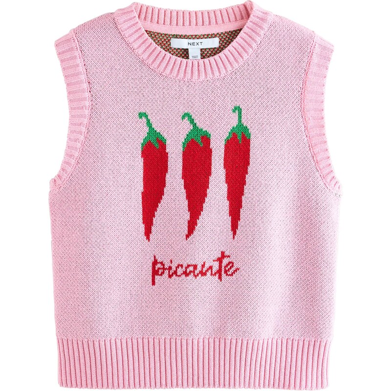 Next Vyšívaný top Chilli Pepper zelená / ružová / červená 65843850