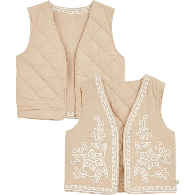 WE Fashion Vesta béžová / biela 65884071