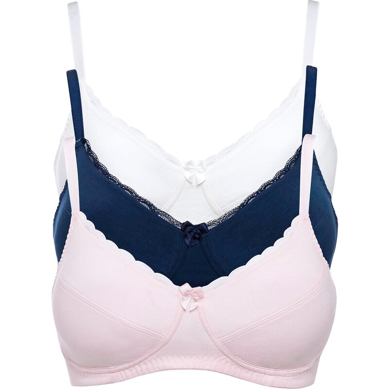 bonprix Podprsenka bez kostíc (3 ks) s bio bavlnou, farba ružová 44961135