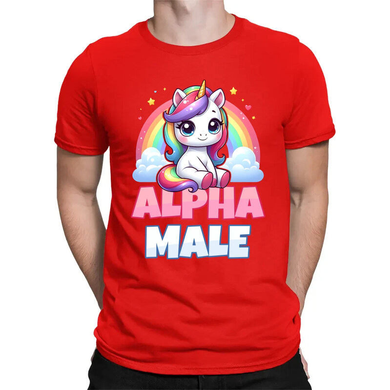 E-shop Garibald Alpha male - jednorožec s dúhou - pánske tričko s