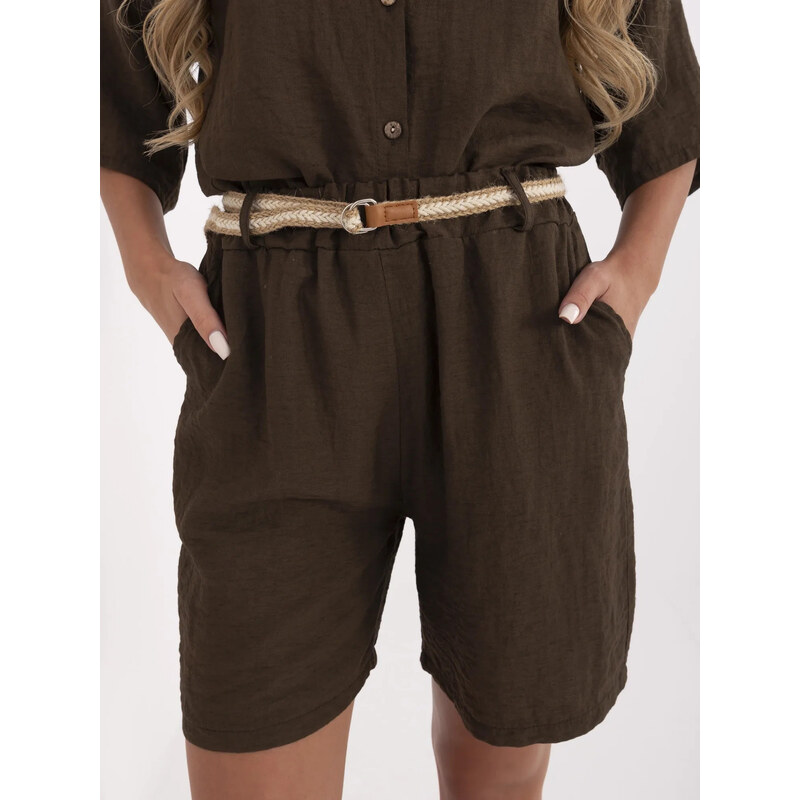 Factory Price Tmavohnedé dámske šortky s plátnom (6620) 65446676
