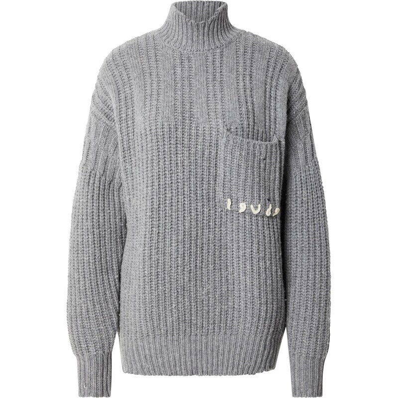 19V69 ITALIA Sveter Rosanna sivá melírovaná / biela 65465246