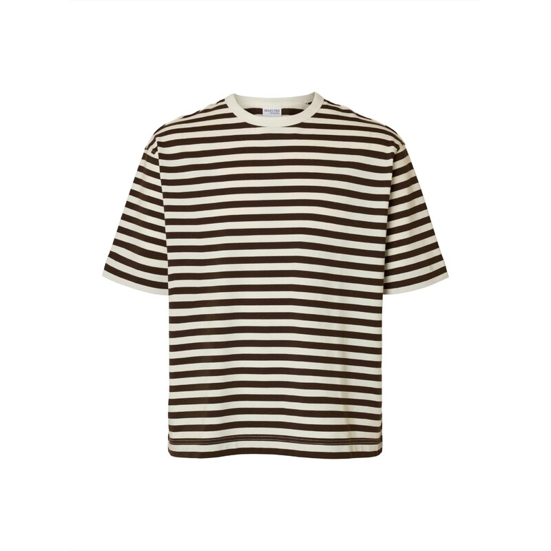 SELECTED Tričko SLHDAN nebielená / tmavohnedá 64996934