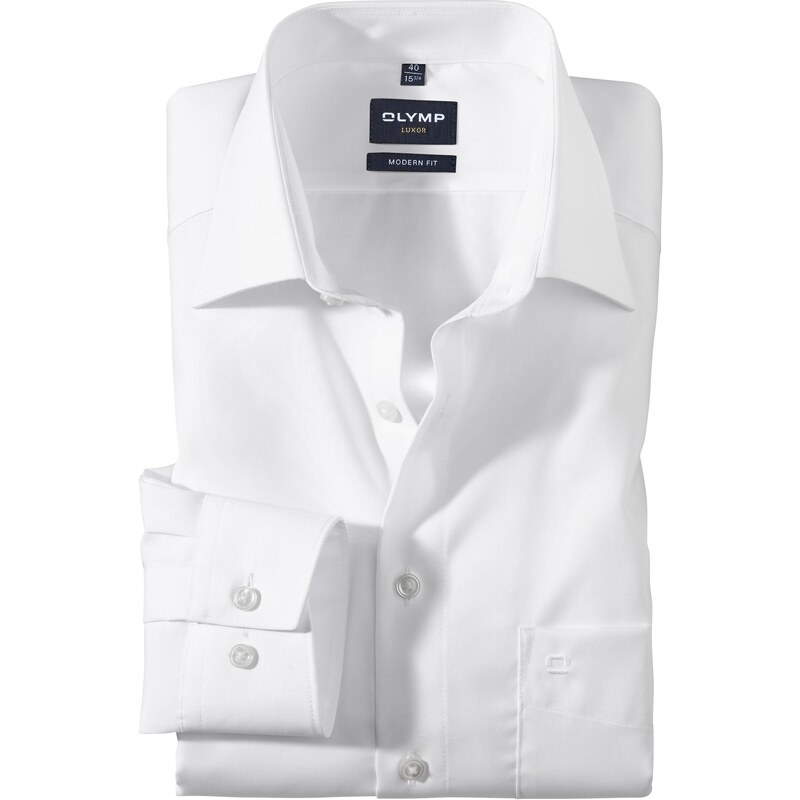 Pánska biela bavlnená Luxor košeľa OLYMP modern fit 52170000