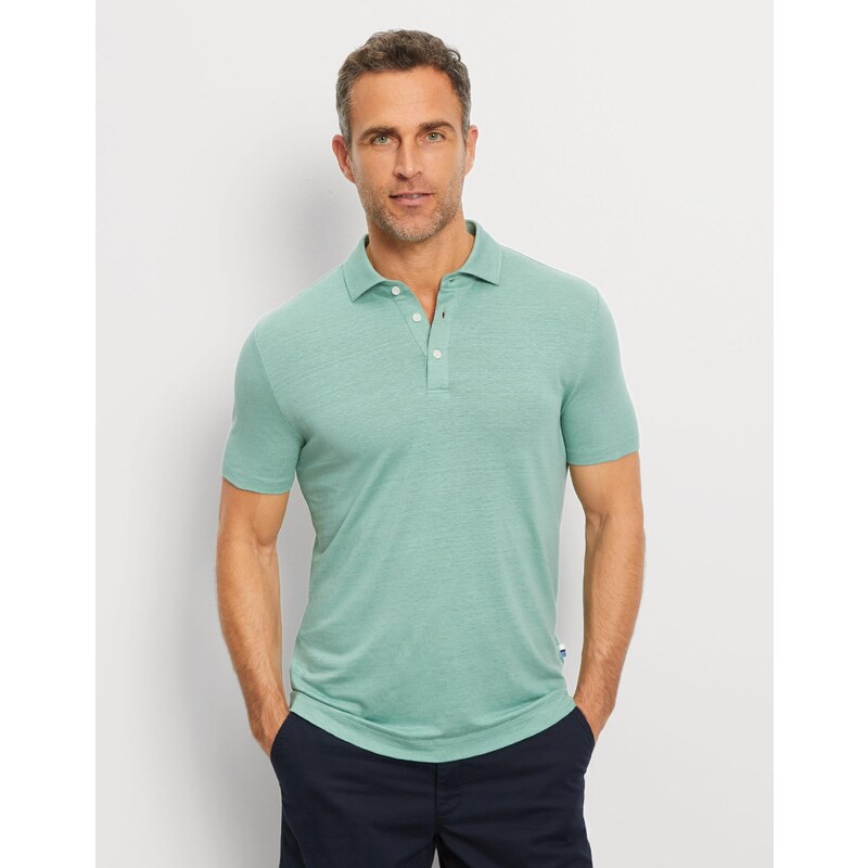 Pánska zelená ľanová polokošeľa OLYMP 63375255