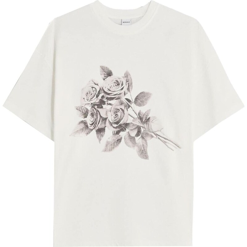 Bershka Tričko čierna / biela 65886572