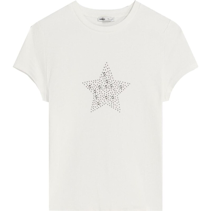 Bershka Tričko strieborná / šedobiela 65886642