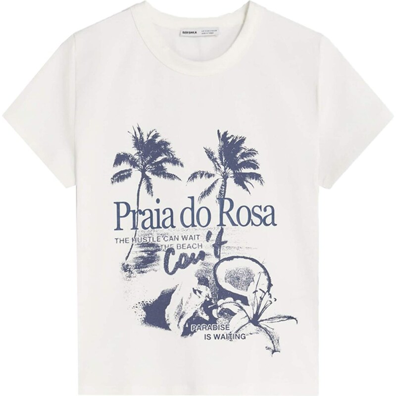 Bershka Tričko námornícka modrá / šedobiela 65886830