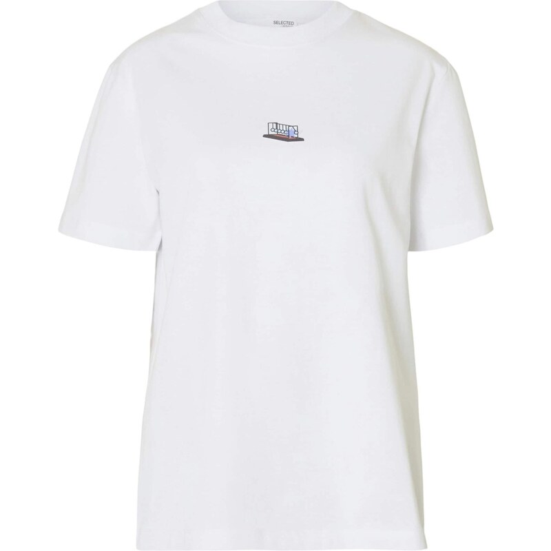 SELECTED Tričko SLFCOLWOMAN svetlohnedá / čierna / biela 65146489