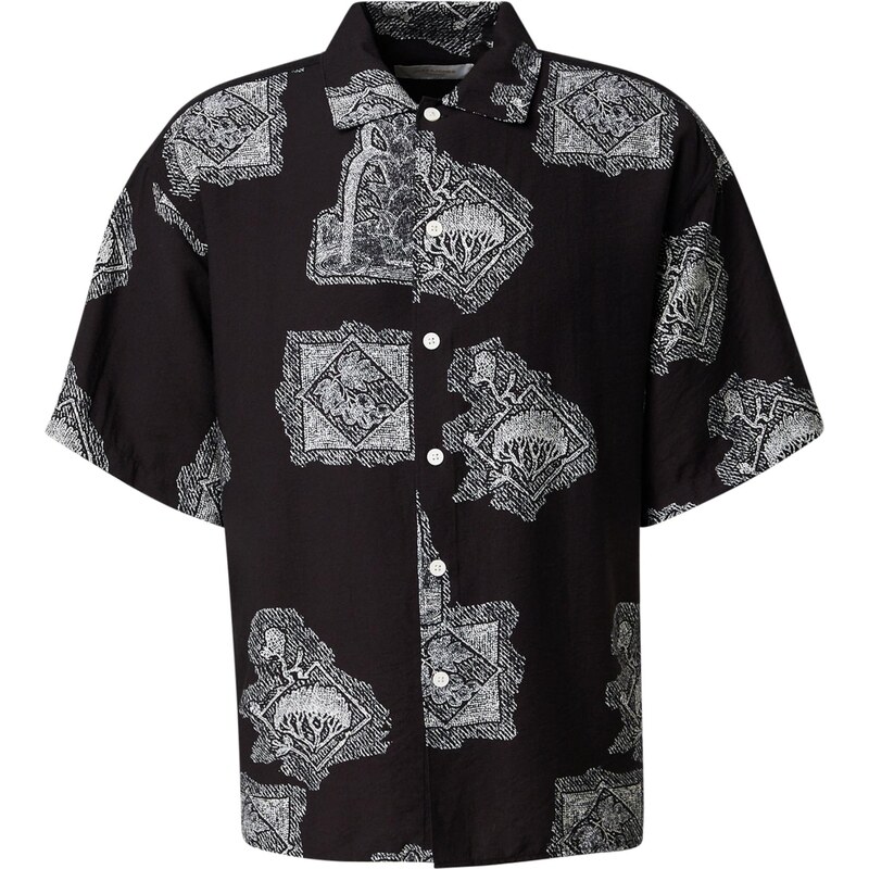 JACK & JONES Košeľa JORGRAMERCY čierna / biela 65043523
