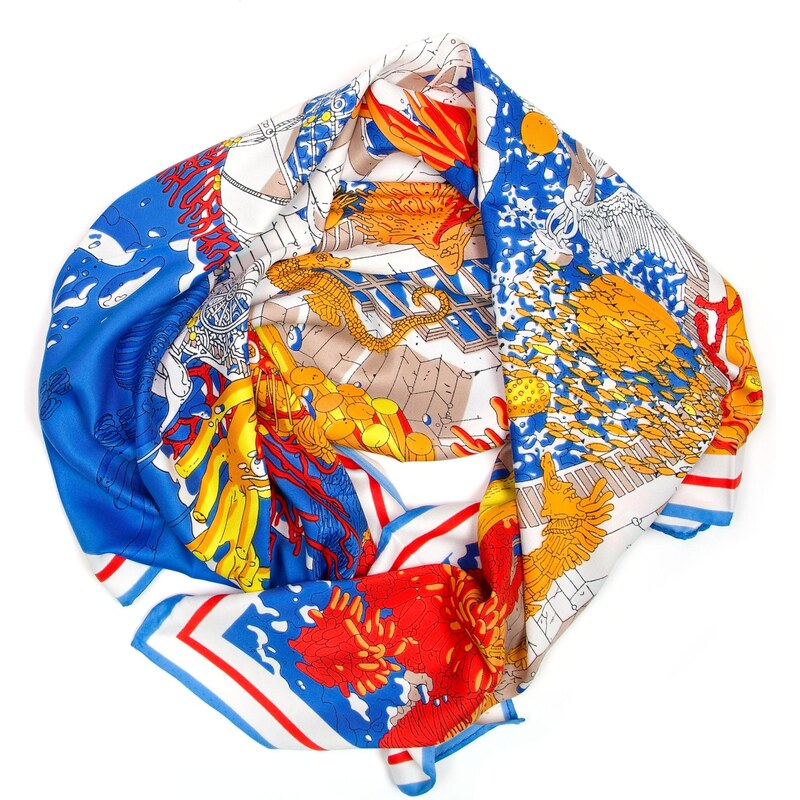 Blaire Dámska šatka Gil s motívom modro-oranžová 64987405