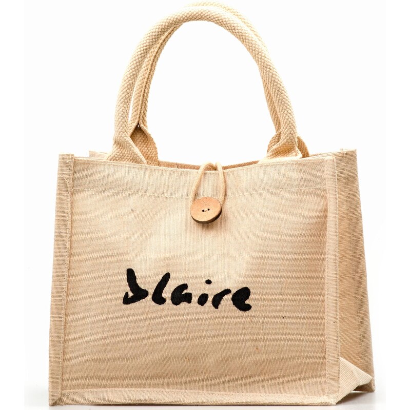 Jutová taška Blaire malá prírodná s gombíkom 64987456