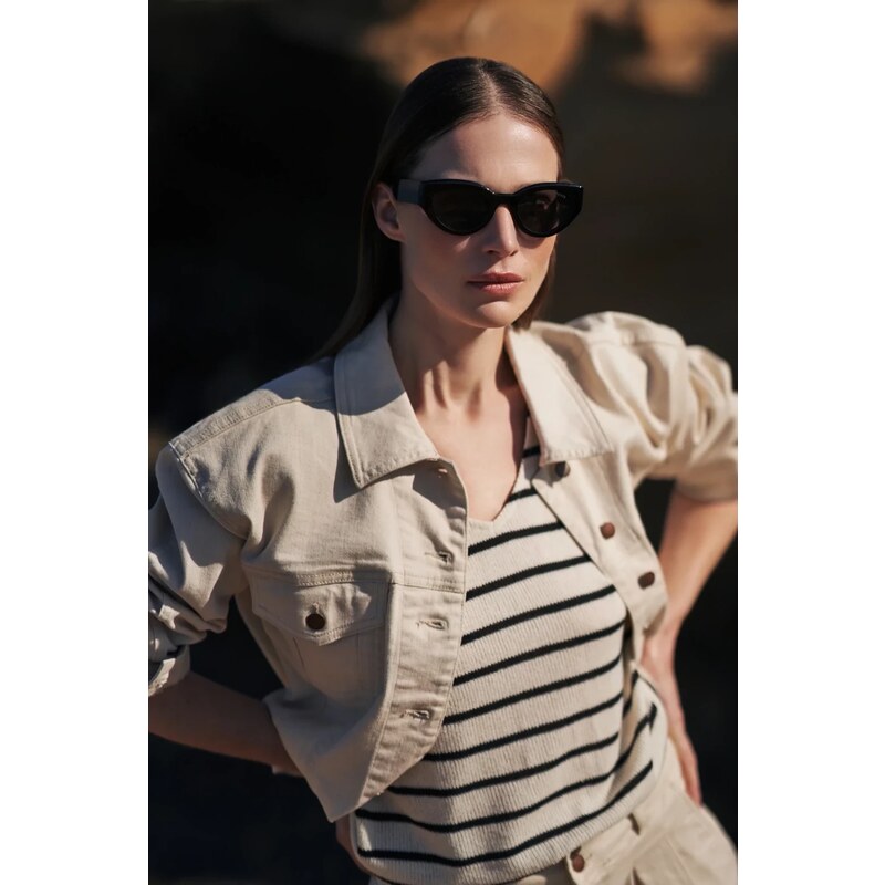 Womens denim jacket MOODO - light beige 65387394