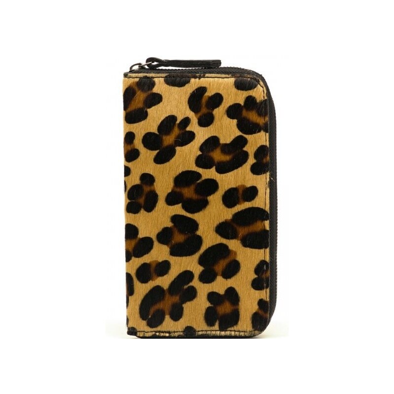 Blaire Kožená peňaženka Pina s kožušinou hnedo-čierna 64987971