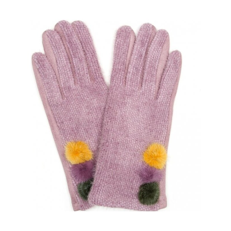 Rukavice Blaire lila s kožušinou 64988236