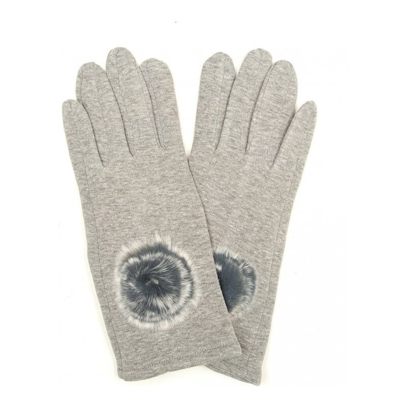 Rukavice Blaire svetlo šedé s kožušinou 64988243