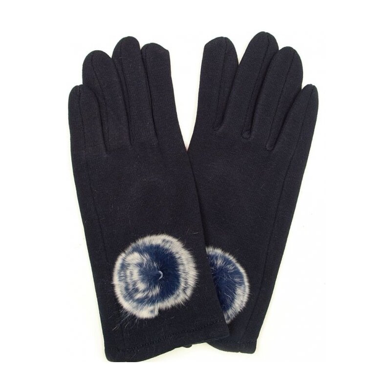 Rukavice Blaire tmavo modré s kožušinou 64988244